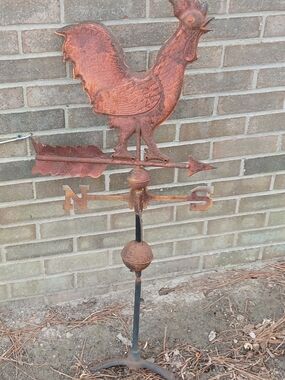 Source Unknown Rust-Colored Rooster Weather Vane